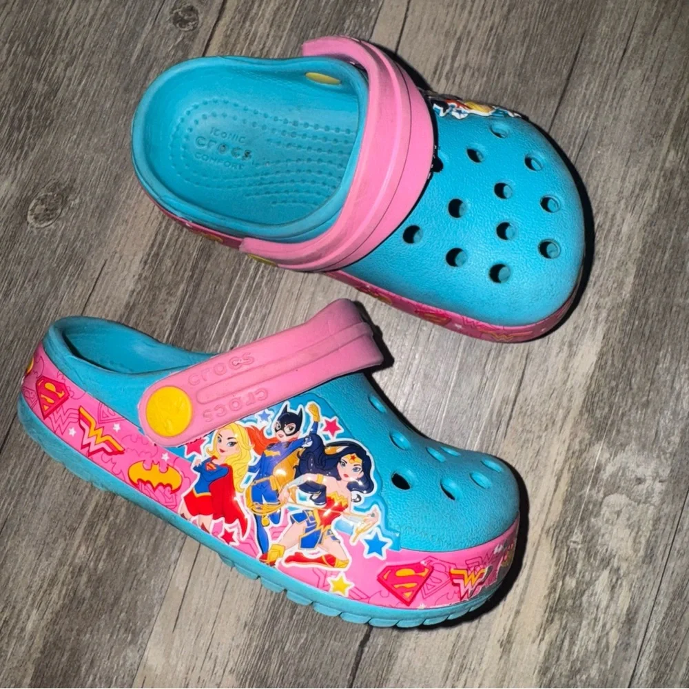 CROCS Kids' Superhero Water Shoes - Blue and Pink